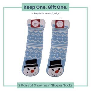 Charter Club Snowman Slipper Socks – Blue & White - TWO pairs